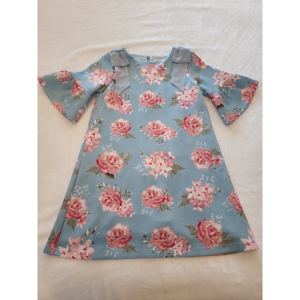 Patachou Girls Blue/Pink Floral Print Dress Sz 8